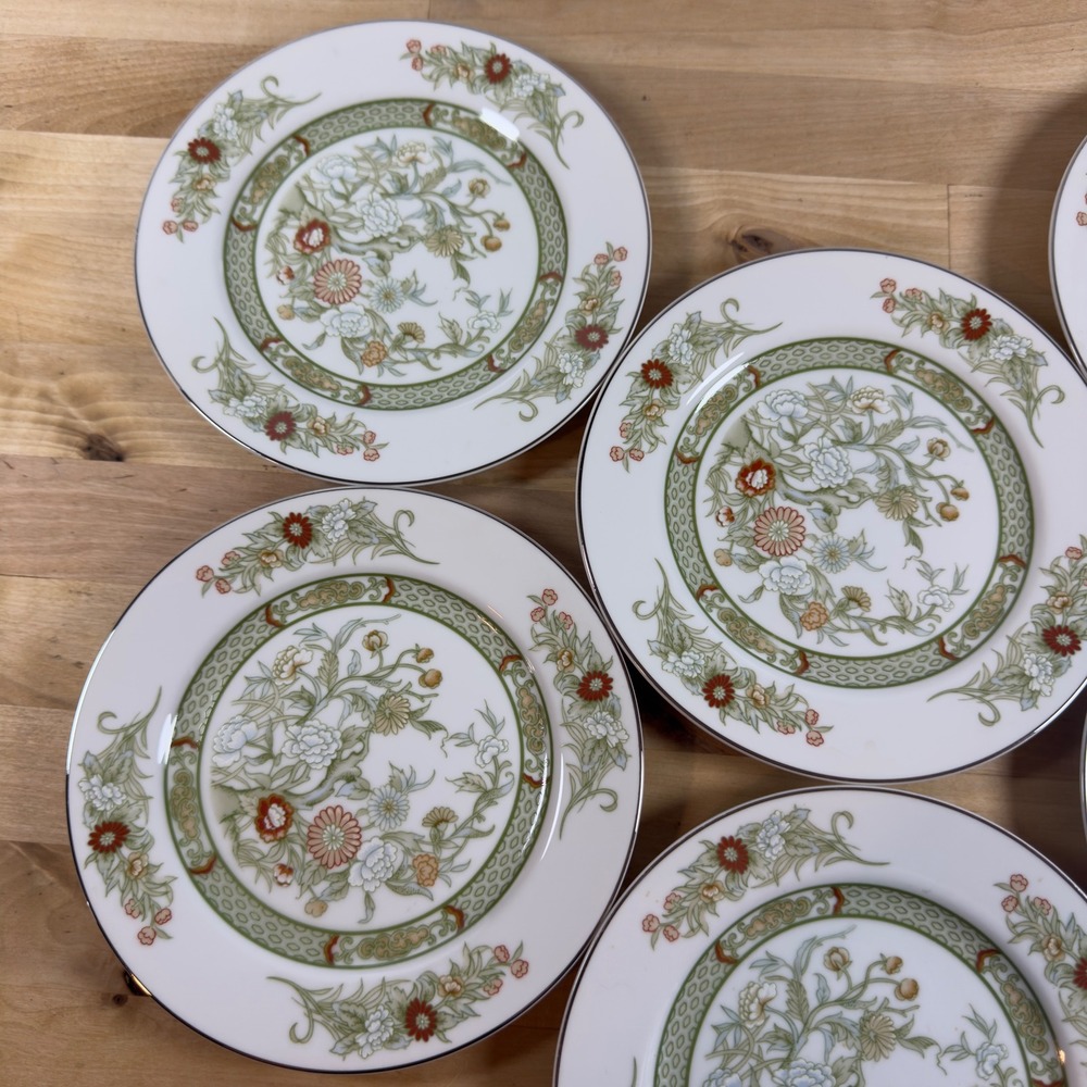 Mikasa Kabuki J8211 Fine China Salad Plates Set of 6 Floral Green Japan 7.75 in - Picture 3 of 7